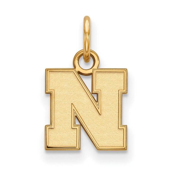 14k Yellow Gold U. of Nebraska XS (Tiny) Initial N Charm or Pendant